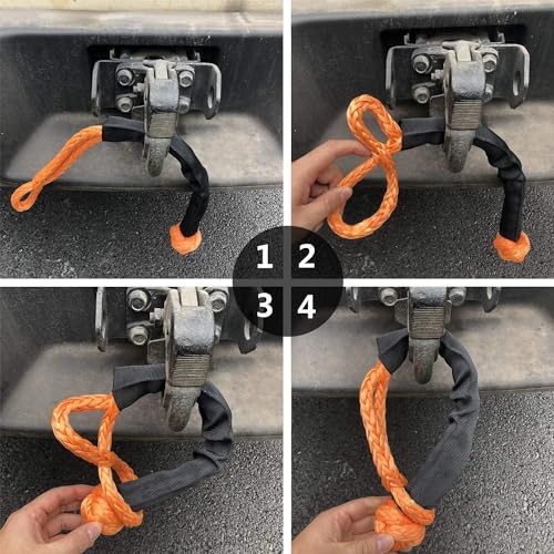 Ucreative 2Pcs Synthetic Soft Shackle 1/2 Inch x 22 Inch (56,000lbs Breaking Strength) with Extra Sleeves (Gray) - Image 4