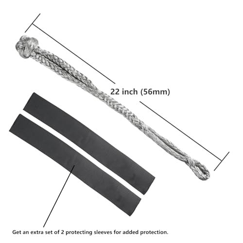 Ucreative 2Pcs Synthetic Soft Shackle 1/2 Inch x 22 Inch (56,000lbs Breaking Strength) with Extra Sleeves (Gray) - Image 3