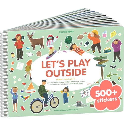 CUPKIN Lets Play Outside 500 Kids Sticker Book by Cupkin Fun Toddler Travel Activity Coloring and Sticker Book Road Trip Essentials 12 Coloring Pages 12 Scenes for Ages 28 Years - Image 1