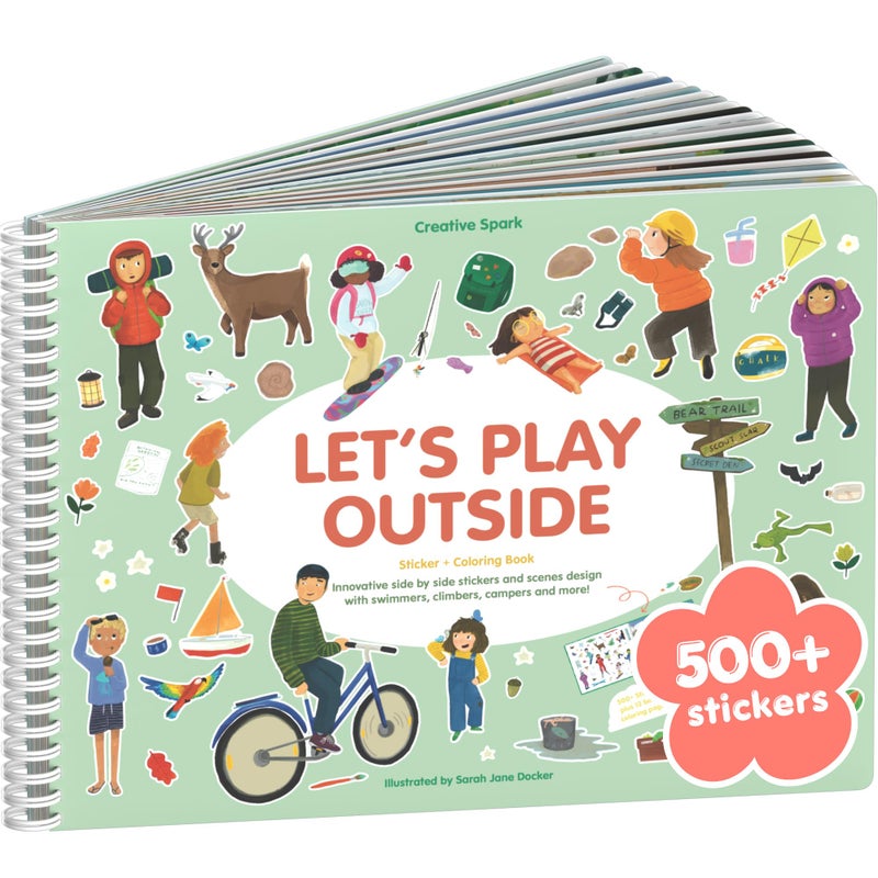 CUPKIN Lets Play Outside 500 Kids Sticker Book by Cupkin Fun Toddler Travel Activity Coloring and Sticker Book Road Trip Essentials 12 Coloring Pages 12 Scenes for Ages 28 Years - Image 2