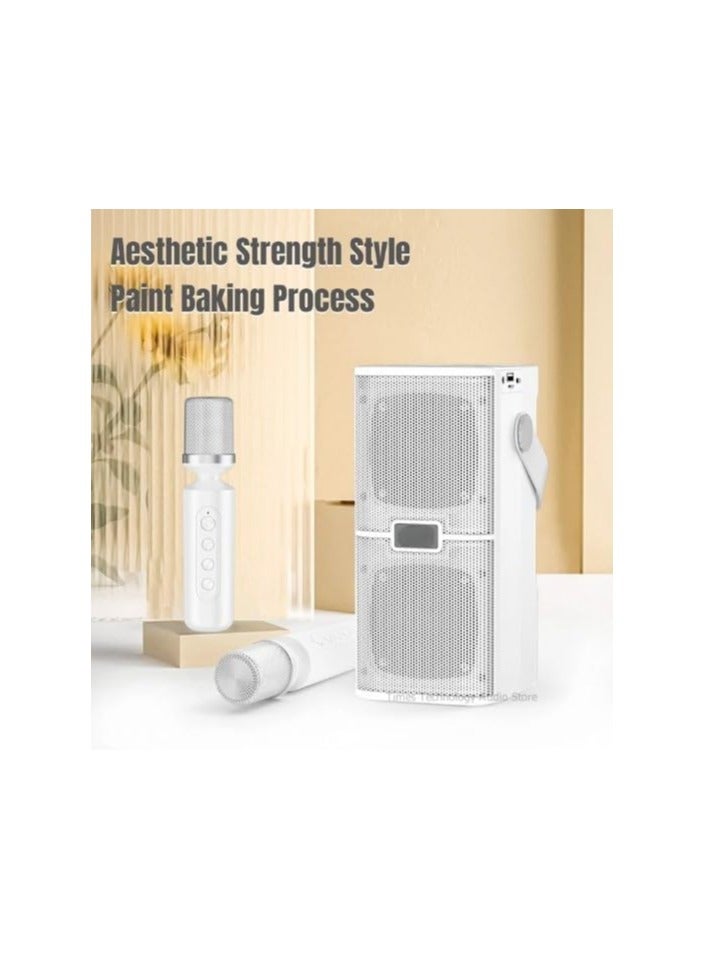 YS-218 Portable Bluetooth Speaker Dual Microphone all-in-one Family Outdoor Karaoke Party TF Audio - Gold - Image 4