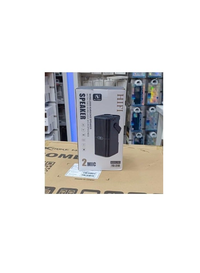 YS-218 Portable Bluetooth Speaker Dual Microphone all-in-one Family Outdoor Karaoke Party TF Audio - Gold - Image 5