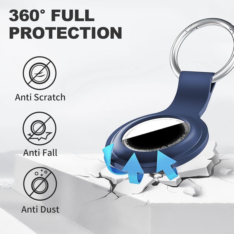 Dark Blue Silicone Keychain Case for AirTag, Compatible with Apple AirTag GPS Trackers - Image 2