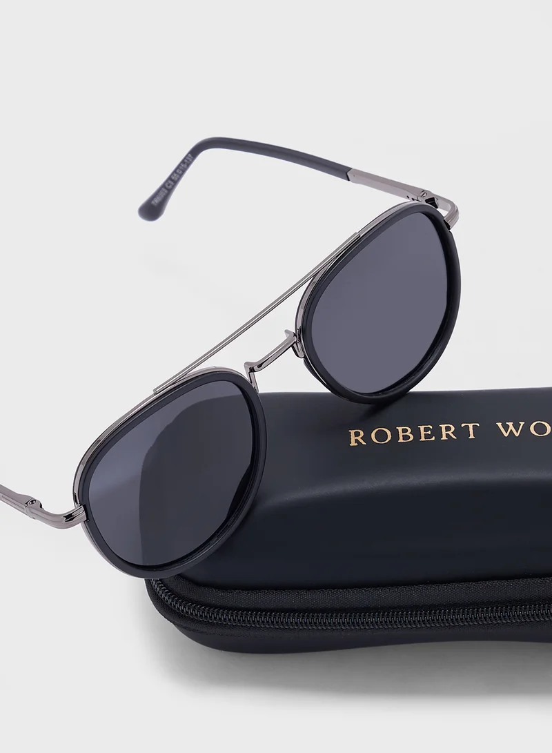 روبرت وود Polarized Lens With Spring Arms Aviator Sunglasses