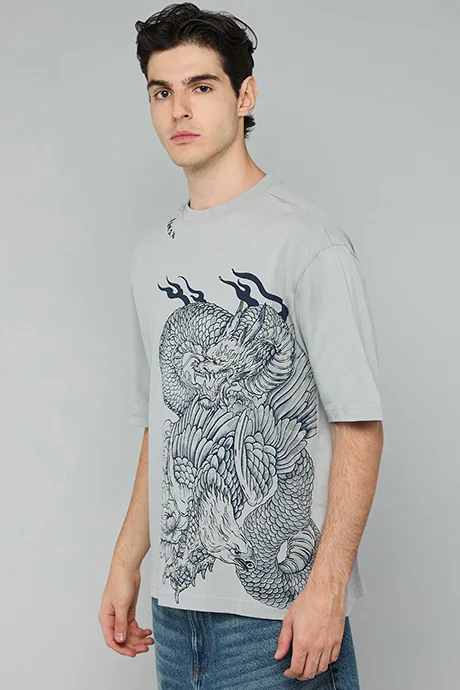 R&B Printed T-Shirt with Crew Neck and Short Sleeves