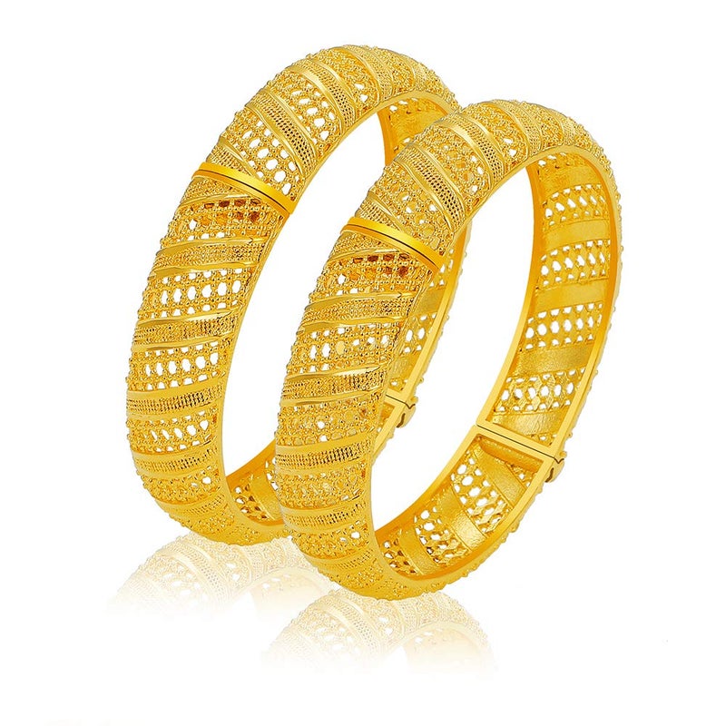 Ethlyn Valentine's Day Gift for her 2PCS/lot Dubai Arab Gold Jewelry 24K Gold Plated bangles bracelets for women - Image 1