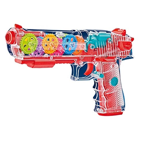 VGRASSP Concept Musical Transparent Glow Gear Gun with 3D Lights and Music Pretend Play Toy Gun for 2 to 5 Year Kids Baby Toy, Multi Color (Transparent Gun) - Image 1