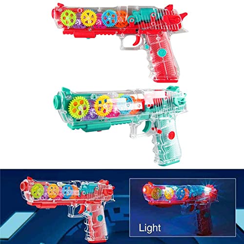 VGRASSP Concept Musical Transparent Glow Gear Gun with 3D Lights and Music Pretend Play Toy Gun for 2 to 5 Year Kids Baby Toy, Multi Color (Transparent Gun) - Image 2