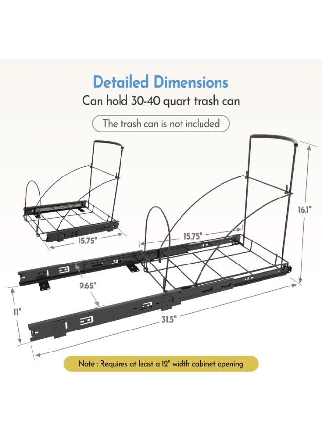 Insputer Pull Out Trash Can Slide Under Cabinet - 44D×25W×42H cm Not Included Can - Image 4