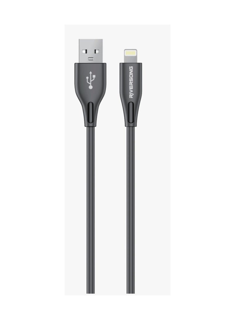 RIVERSONG USB-A to Lightning Cable 1m, Fast Charging iPhone Cable 2.4A, 480 Mbps Data Transfer, Durable TPE, 5000+ Bend Lifespan, iPhone/iPad Charger Cord, CL92 - Image 1