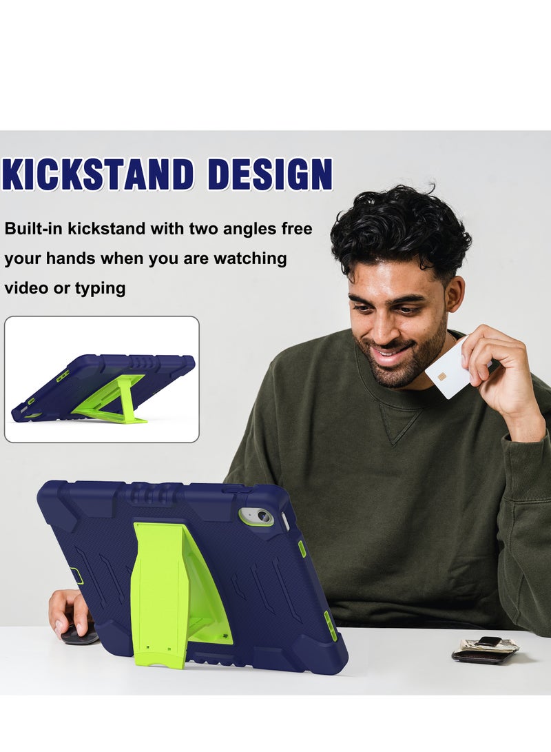 GULFLINK Shockproof High Impact Protective Case Cover with Kickstand for ipad 10th 10.9 inch 2022（A2757/A2777）Navyblue+lime - Image 3