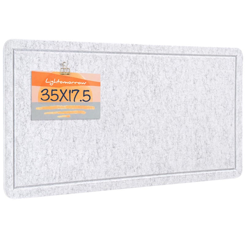 lightomorrow Bulletin Board, 35 x 17 1/2 inches Felt Board - Decorative Pin Board, Cork Board Alternative for Wall, Foldable Picture Board Self-Adhesive Vision Board Prayer Board with 20 Pushpins - Marble White - Image 1