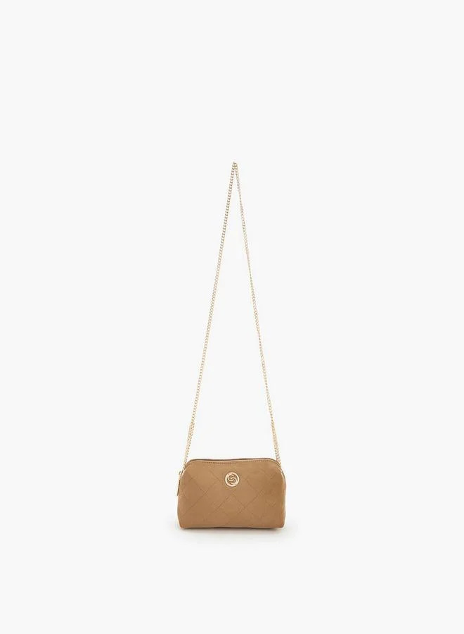 Celeste TAUPE Quilted Suede Crossbody Bag With Zip Closure for Women | Best Price UAE