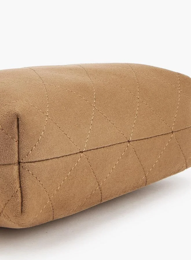 Celeste TAUPE Quilted Suede Crossbody Bag With Zip Closure for Women | Best Price UAE