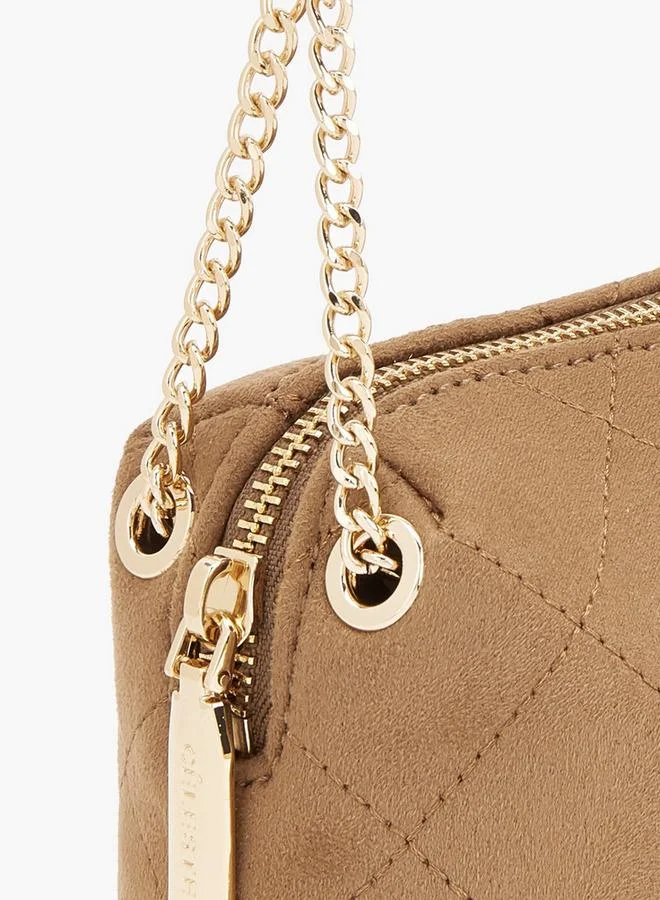 Celeste TAUPE Quilted Suede Crossbody Bag With Zip Closure for Women | Best Price UAE