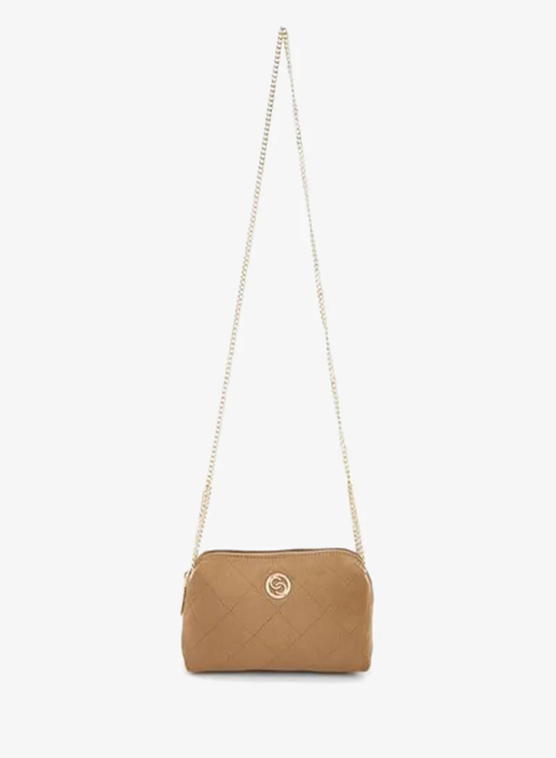 سيليست Quilted Suede Crossbody Bag With Zip Closure