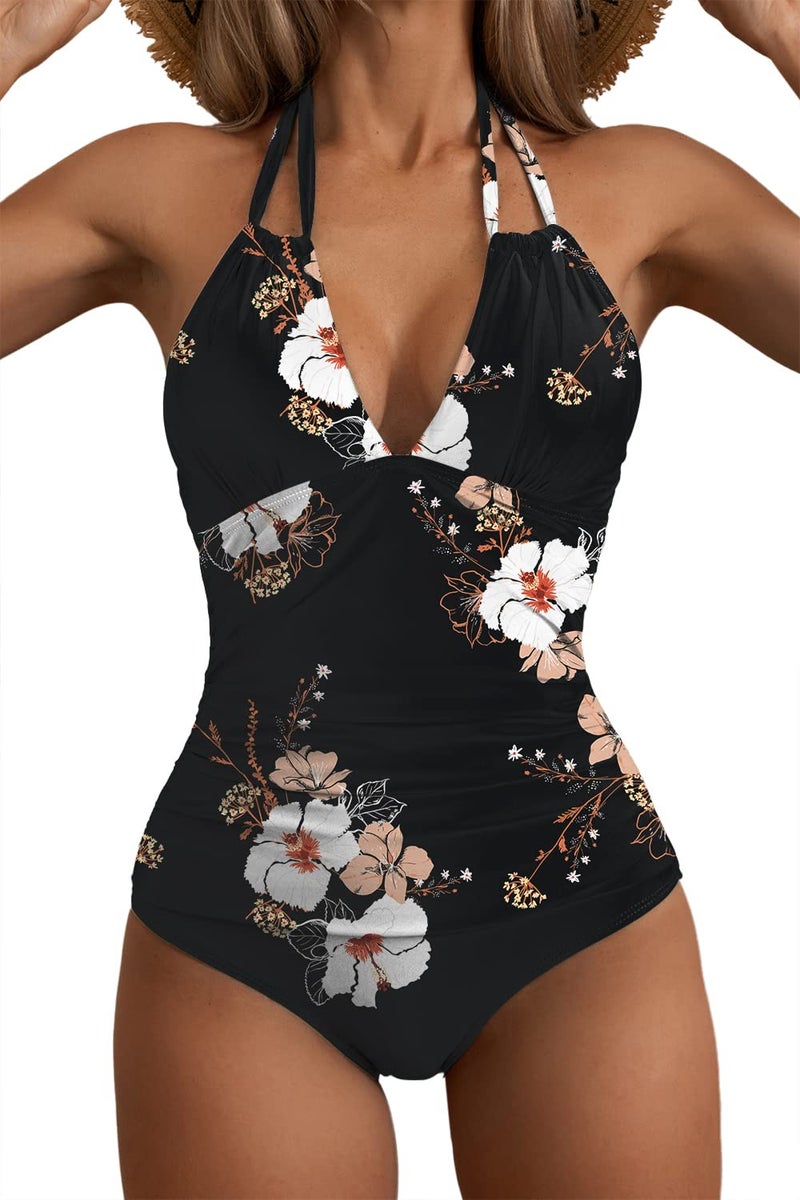 B2prity Women's One Piece Swimsuit Tummy Control Halter Bathing Suit Slimming Supportive Long Torso Friendly Swimwear - Image 1