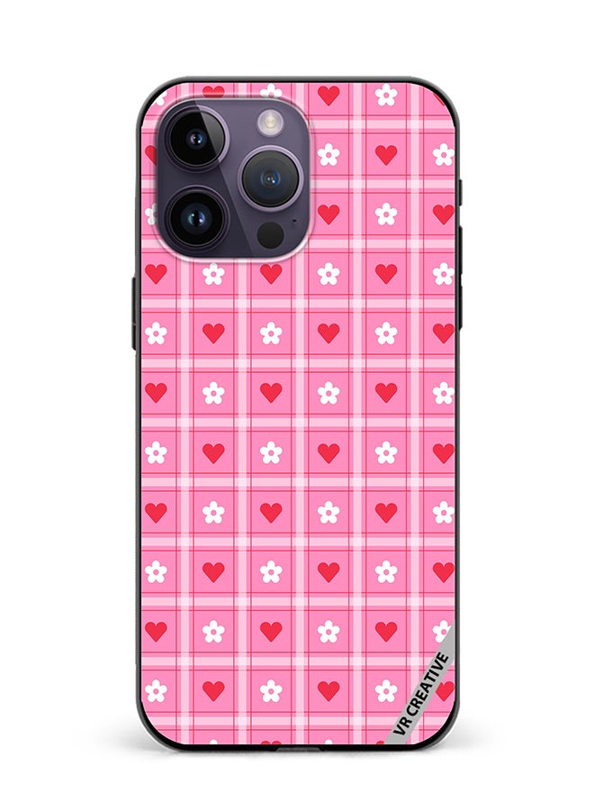 VR CREATIVE Protective Case Cover For Apple iPhone 16 Pro Max Cute Heart Love Daisy Flower Red Pink Design Multicolour