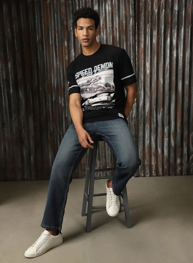 HIGH STAR Graphic Print Cotton Relaxed Fit T-Shirt by Styli