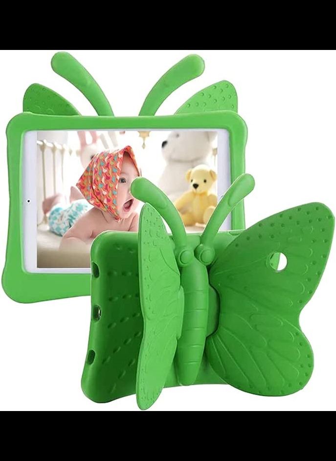 Tading iPad 6th Generation Case for Kids, iPad 9.7 inch Case, Light Weight Shockproof EVA Foam Protective Tablet Stand Cover Holder for Apple iPad Air/Air 2 iPad 9.7 2017/2018 - Cute Butterfly,Green