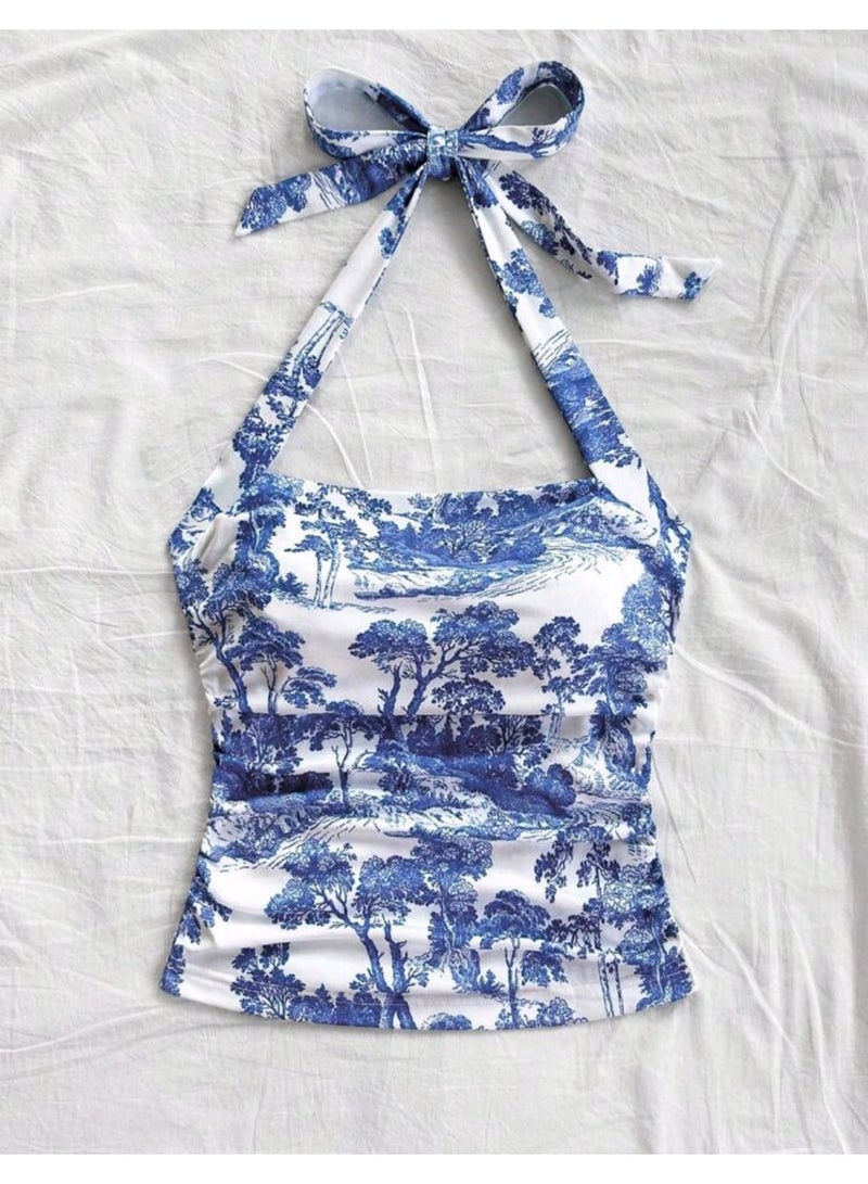 SHEIN Women's Vacation Halter Neck TOP - Image 1