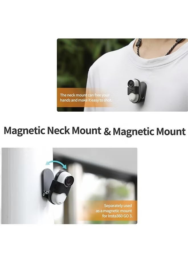 سني لايف حامل مغناطيسي لكاميرا Insta360 GO 3S/GO 3 – قاعدة مكتبية، حامل رقبة، ومشبك - Image 2