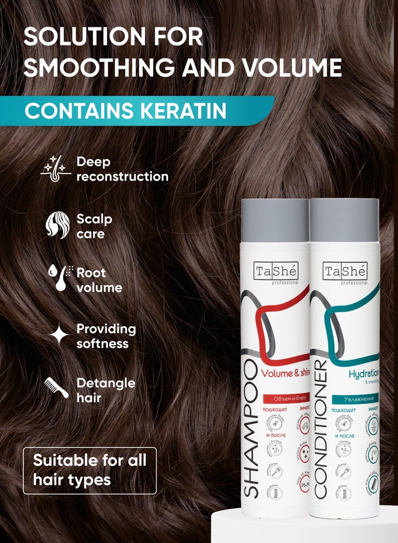 Tashe Hydration & Volume Hair Care Set | Sulfate-Free Shampoo with Silk Proteins & Conditioner with Collagen & Lavender – 2x300ml  - Image 2