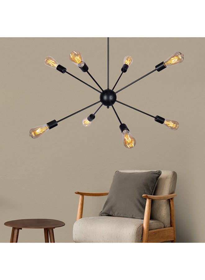 الروضة للإضاءة نجفة شمس 8 لمبة | حديث ديكور LED E27 معلقة مصباح سقف اضاءة داخلية مصباح معلق دلاية سقف مودرن نجفة | مناسبة لأي غرفة | | اللون: أسود | المقاس: 65x90 سم