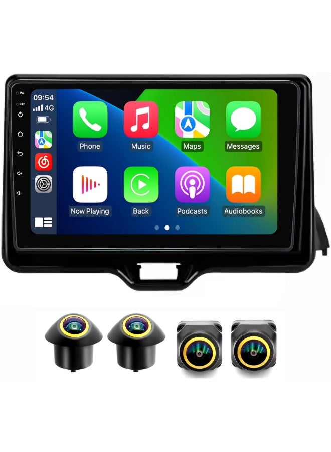 Vierex Fit Toyota Yaris Car Stereo Android Screen 2022-2023 With Apple Carplay Android Auto Wireless WiFi DSP AHD Camera Included Fast Interface QLED Quick Boot (4+32GB 360D Cameras) - Image 1