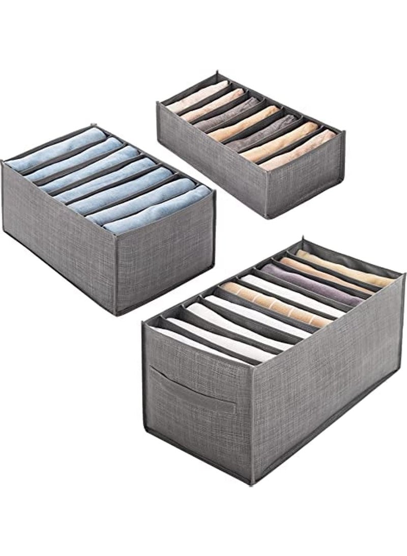 Generic 3Pcs Clothes Drawer Organizer, Foldable, Wardrobe Storage Organizer Grids, Storage Organizer, Washable, Drawer Divider for Jeans, Trousers, Pants, T-shirt, Legging, Skirts.  - Image 1