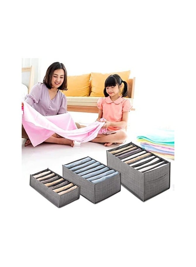 Generic 3Pcs Clothes Drawer Organizer, Foldable, Wardrobe Storage Organizer Grids, Storage Organizer, Washable, Drawer Divider for Jeans, Trousers, Pants, T-shirt, Legging, Skirts.  - Image 5