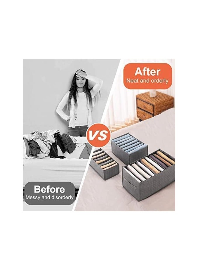 Generic 3Pcs Clothes Drawer Organizer, Foldable, Wardrobe Storage Organizer Grids, Storage Organizer, Washable, Drawer Divider for Jeans, Trousers, Pants, T-shirt, Legging, Skirts.  - Image 3