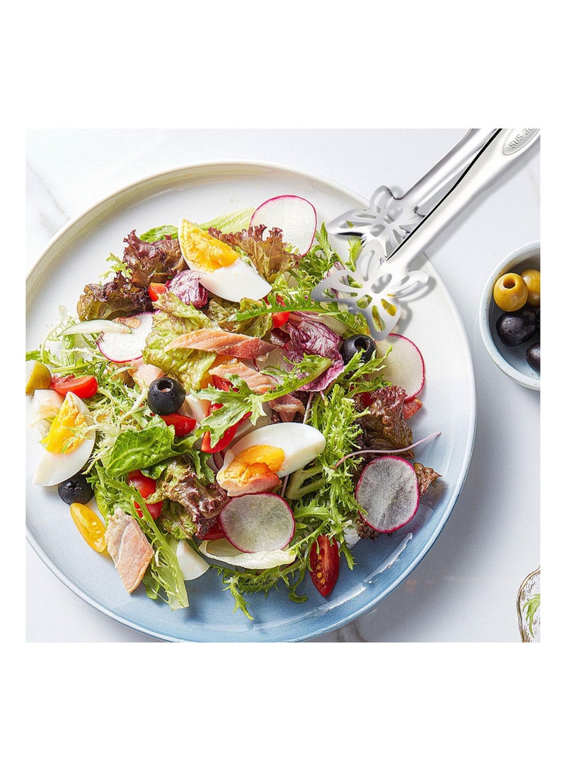 XiuWoo Buffet Salad Serving Tongs, 9-Inch Stainless Steel Food Tong Tong, Butterfly Shaped Kitchen Tongs Appetizer BBQ Utensils, 2 Pcs (Silver) - Image 5