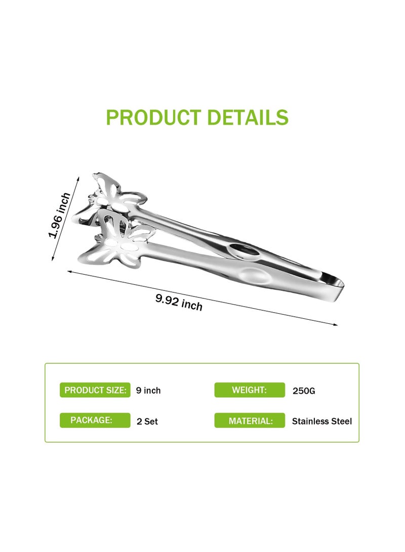 XiuWoo Buffet Salad Serving Tongs, 9-Inch Stainless Steel Food Tong Tong, Butterfly Shaped Kitchen Tongs Appetizer BBQ Utensils, 2 Pcs (Silver) - Image 3