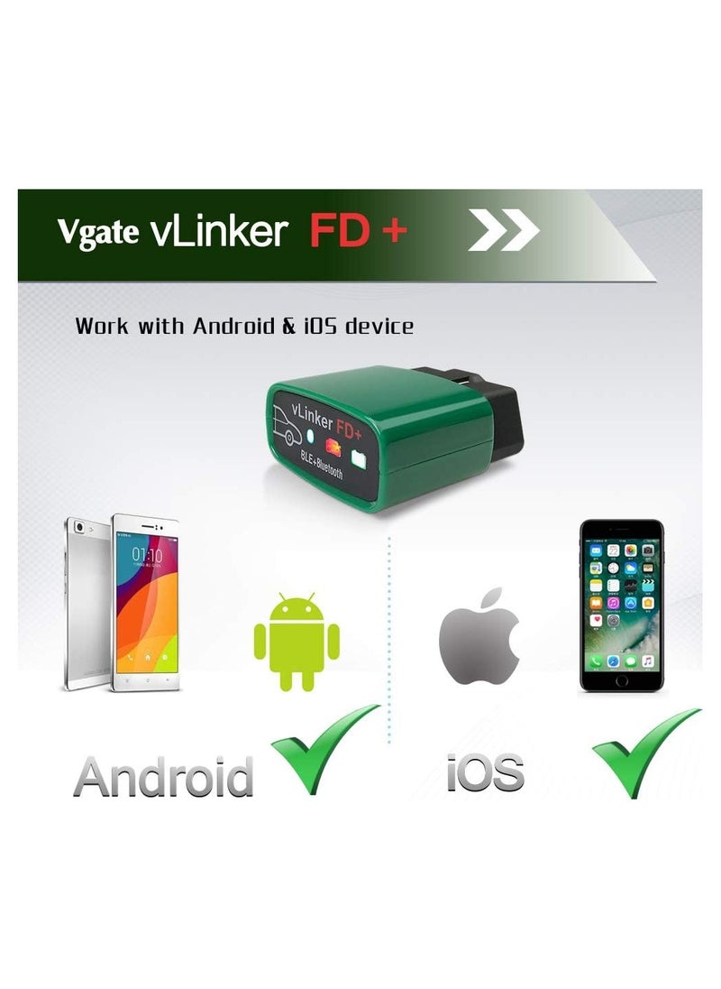 Vgate - Vgate VLinker FD+ OBD2 Bluetooth Scan Tool Diagnostic Code Reader For IOS Android And Windows  Made For FORScan - Image 1