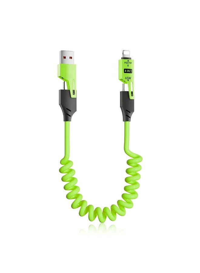 كابل USB-C 4 في 1 – USB-C و Lightning و USB-A – 65 واط PD - Image 1