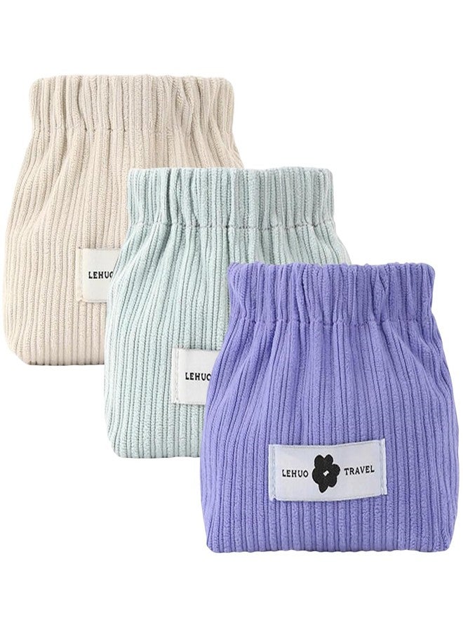 NUDFSY 3 Pcs Coin Pouch, Elastic Corduroy Storage Bag Small Pouches for Women, Corduroy Elastic Storage Bag Elastic Storage Pouch Mini Makeup Pouch, Mini Pouch for Lipstick Jewelry Earphones - Image 1