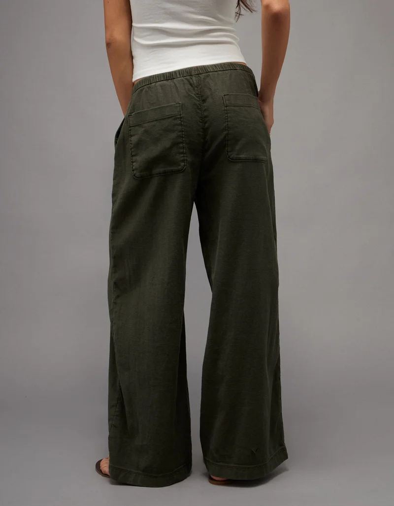 American Eagle AE Stretch Low-Rise Linen-Blend Pull-On Pant