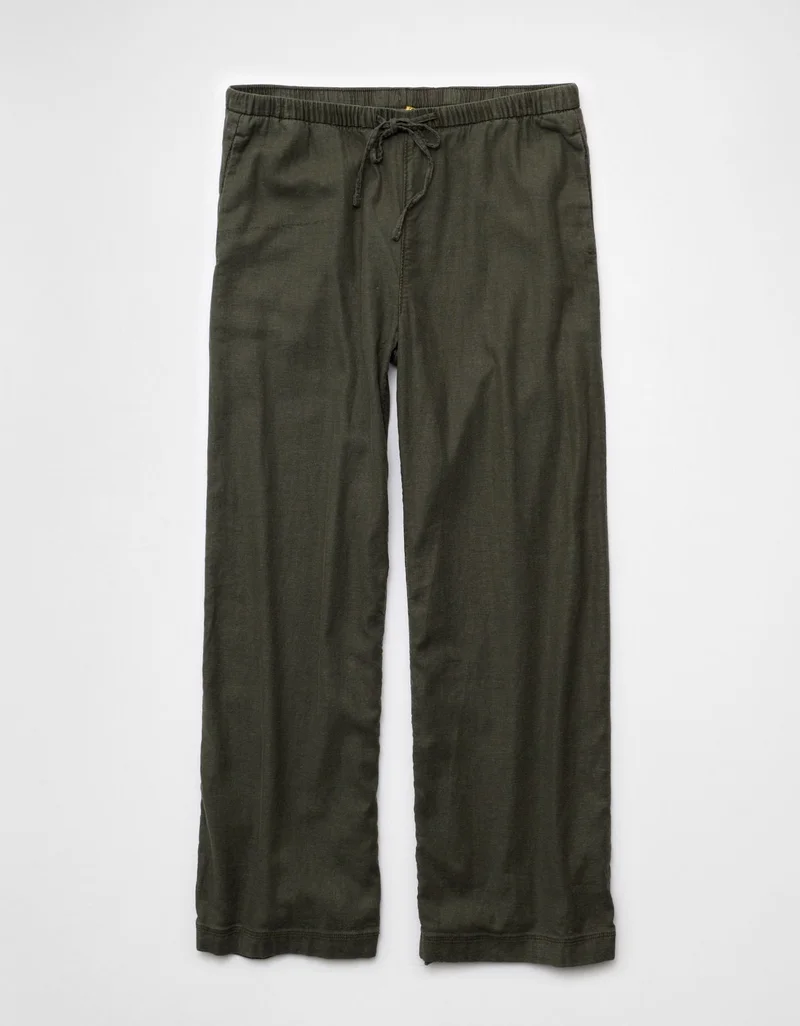 American Eagle AE Stretch Low-Rise Linen-Blend Pull-On Pant