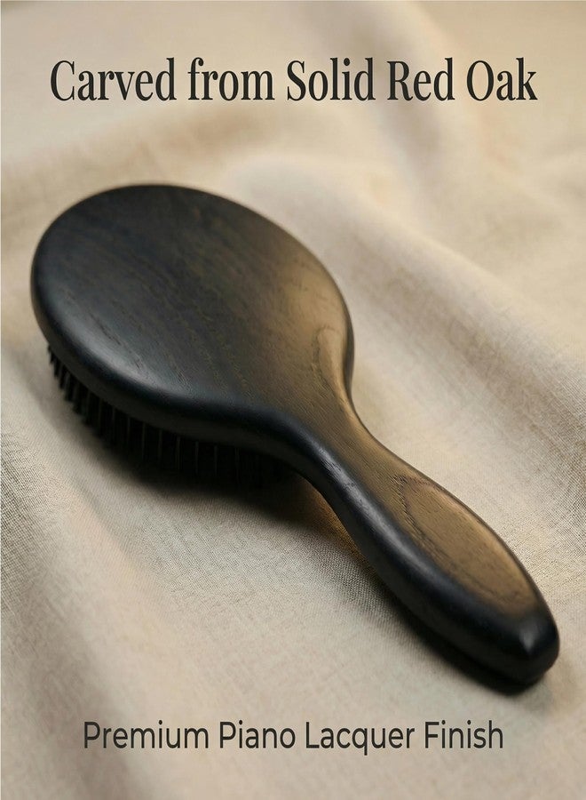 TRENFi Boar Bristle Hair Brush — Red Oak Wood Oval Cushion Brush for Thick Curly Hair, Detangling and Smoothing Frizz with Nylon Pins, Women and Men (9.45 in) - Image 4