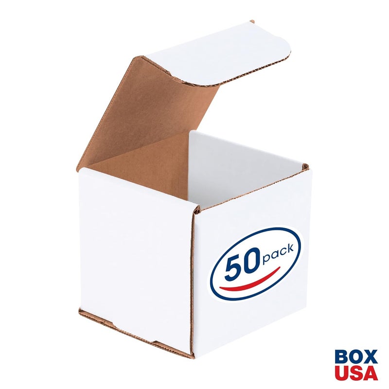 BOX USA صناديق شحن صغيرة 4"L x 4"W x 4"H، 50 عبوة | صندوق كرتون مضلع للتعبئة، النقل والتخزين - Image 2