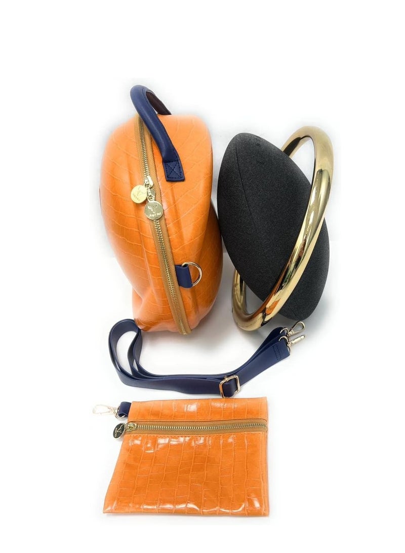 Angry Bull LEATHER TRAVEL BAG FOR HARMAN KARDON ONYX STUDIO 7 BLUETOOTH WIRELESS PORTABLE SPEAKER, HARD CARRYING STORAGE CASE (ORANGE) - Image 4