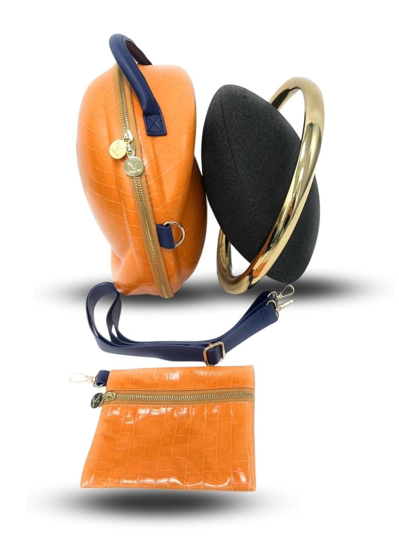 Angry Bull LEATHER TRAVEL BAG FOR HARMAN KARDON ONYX STUDIO 7 BLUETOOTH WIRELESS PORTABLE SPEAKER, HARD CARRYING STORAGE CASE (ORANGE) - Image 5