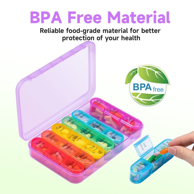 Daviky Weekly Pill Organizer 3 Times a Day, Travel Pill Organizer 3X a Day, Pill Box 7 Day, Daily Pill Box Organizer, Pill Cases Organizers 7 Day, Medicine Organizer to Hold Vitamins and Medication - Image 4