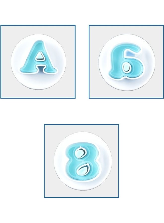 NIBEMINENT 2 Sets Alphanumeric Biscuit Press Mold White/Blue - Image 4