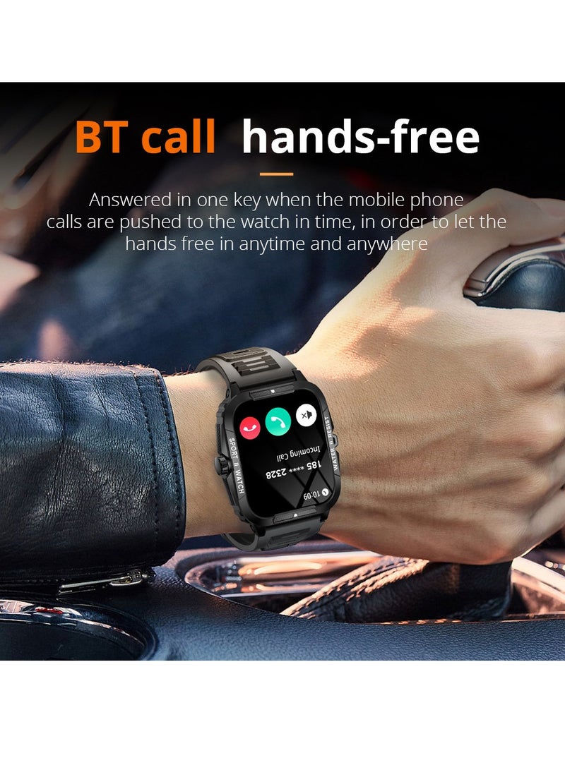 ColMi Military Smart Watch, 3ATM Water Resistance Bluetooth Calling Fitness Tracker, Large Screen Stylish Smart Bracelet With Multiple Sports Modes, (1pc, Black With Golden Button) - Image 3