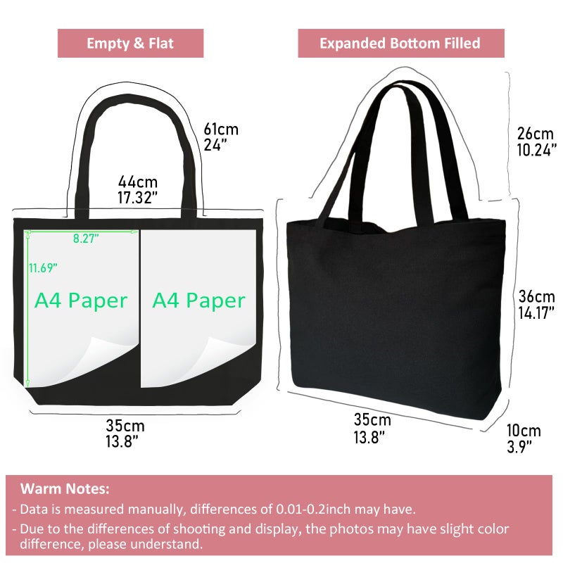 Koolmox Black Canvas حقيبة حمل 6 عبوات 17 × 14 × 33 '' 12oz أكياس القطن الثقيلة مع المقابض وأكياس التسوق القابلة لإعادة الاستخدام القابلة لإعادة الاستخدام بشكل كبير أكياس تسامي الأكياس فارغة للمعلمين الحرف اليدوية - Image 5
