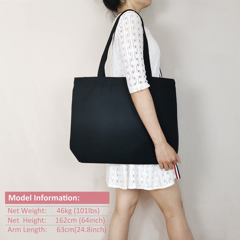Koolmox Black Canvas حقيبة حمل 6 عبوات 17 × 14 × 33 '' 12oz أكياس القطن الثقيلة مع المقابض وأكياس التسوق القابلة لإعادة الاستخدام القابلة لإعادة الاستخدام بشكل كبير أكياس تسامي الأكياس فارغة للمعلمين الحرف اليدوية - Image 4