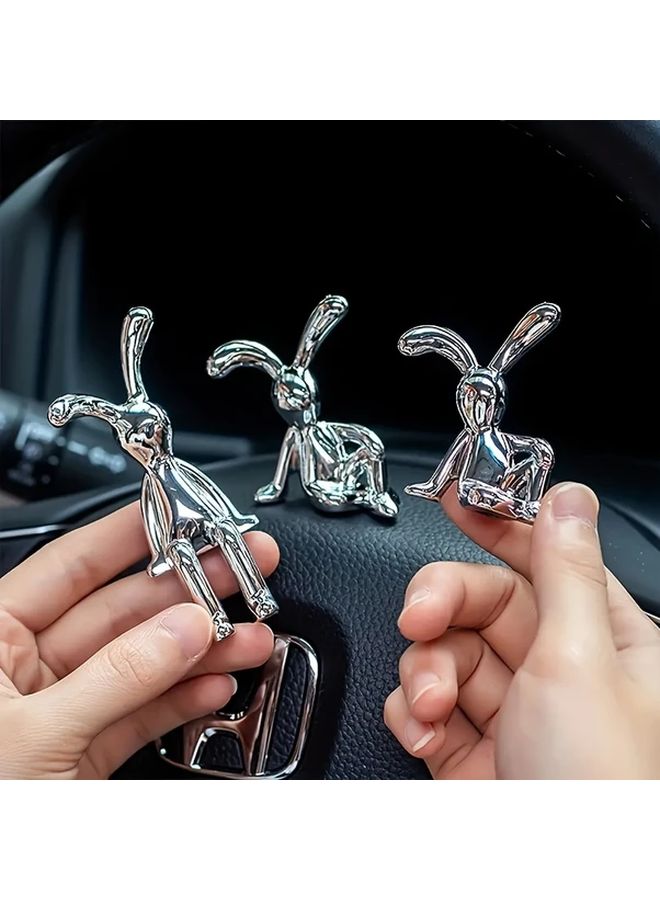 مجموعة تماثيل أرنب صغيرة من 6 قطع مع 3 جلوس مستقيم و3 جلوس جانبي لديكور المنزل - Image 2