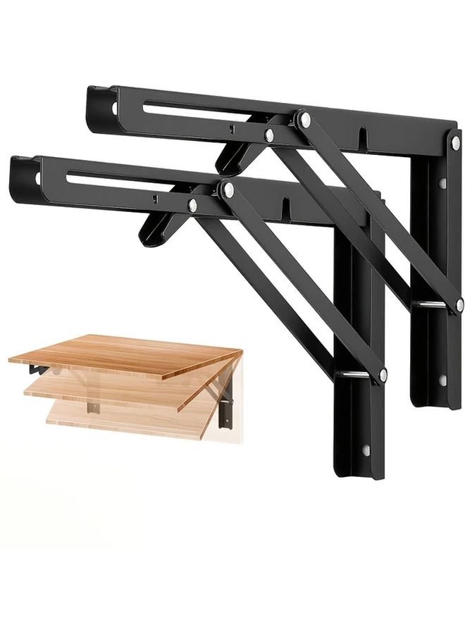 2Pcs Black Stainless Steel A Frame Brackets Adjustable Height Wall Mounted Shelving - Image 1